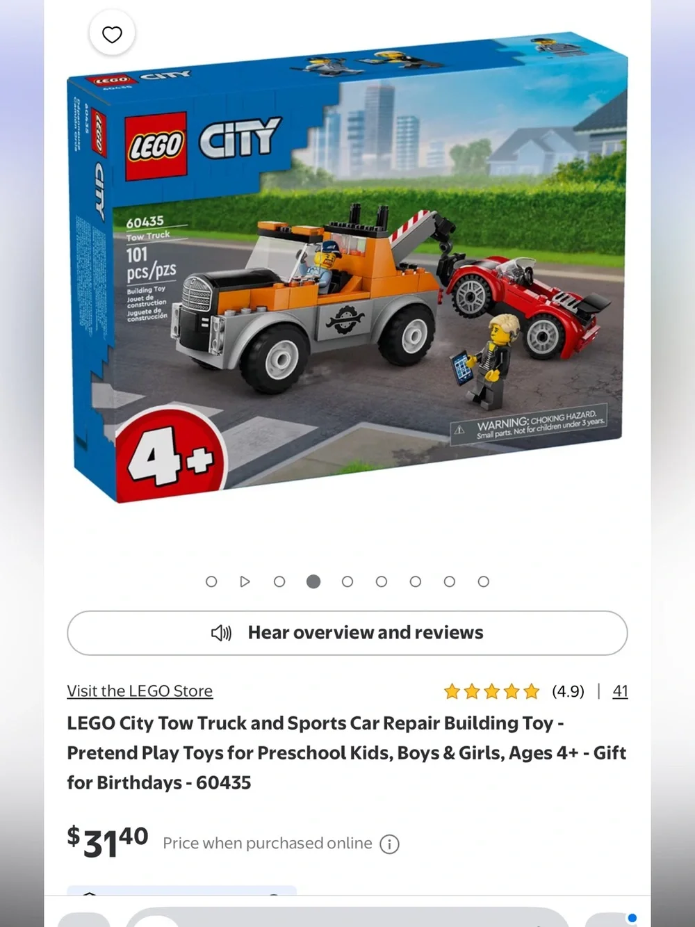 Lego 60435 City Tow Truck and Sports Car Repair